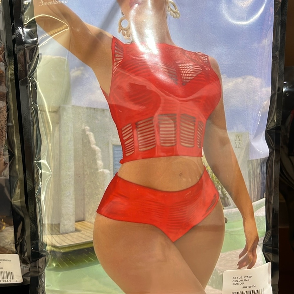 Beautiful red 2pc nylon lingerie